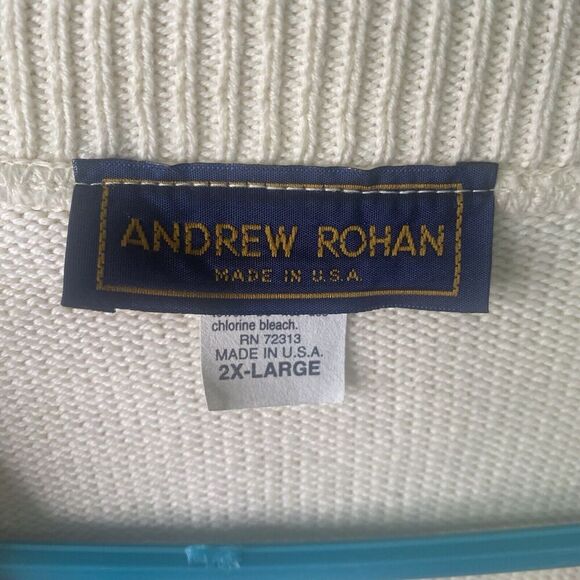 Vintage Andrew Rohan Cincinnati Reds V Neck Mlb Sweater Size 2XL  USA Cream - Picture 5 of 11